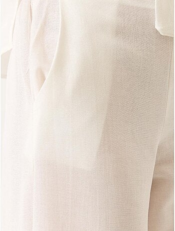 Ensemble pantalon kimono palazzo en lin à col en v et manches chauve-souris bianco lucci