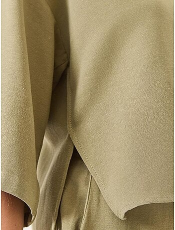 Ensemble pantalon kimono palazzo en lin à col en v et manches chauve-souris bianco lucci