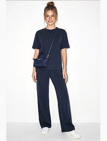Ensemble pantalon large taille mi-haute et t-shirt à col rond lucci