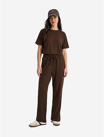 Ensemble pantalon large taille mi-haute et t-shirt à col rond lucci