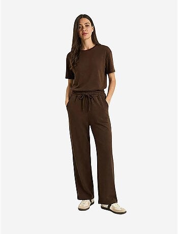 Ensemble pantalon large taille mi-haute et t-shirt à col rond lucci