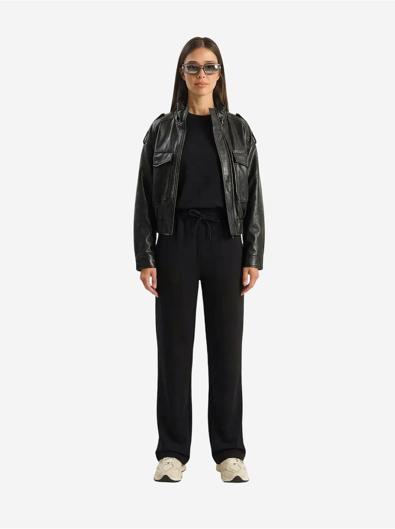 Ensemble pantalon large taille mi-haute et t-shirt à col rond lucci Noir - Kiabi