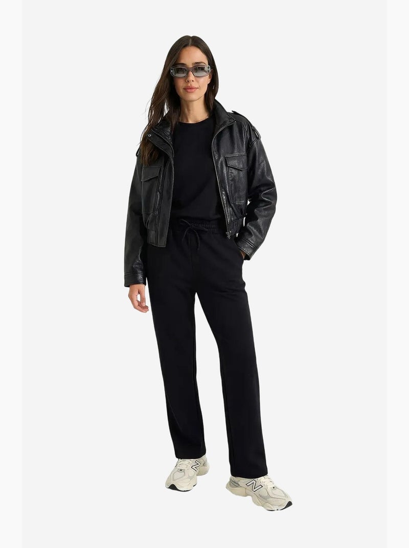 Ensemble pantalon large taille mi-haute et t-shirt à col rond lucci Noir - Kiabi