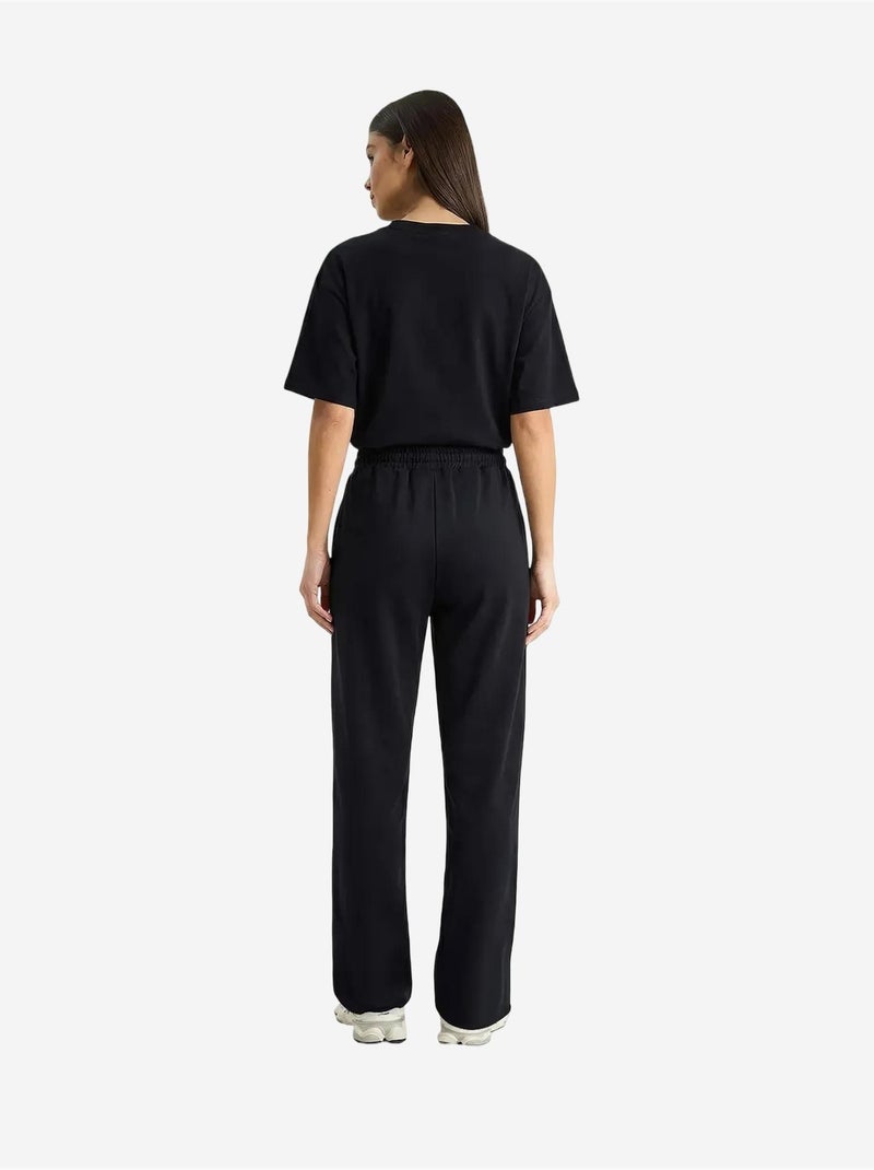 Ensemble pantalon large taille mi-haute et t-shirt à col rond lucci Noir - Kiabi