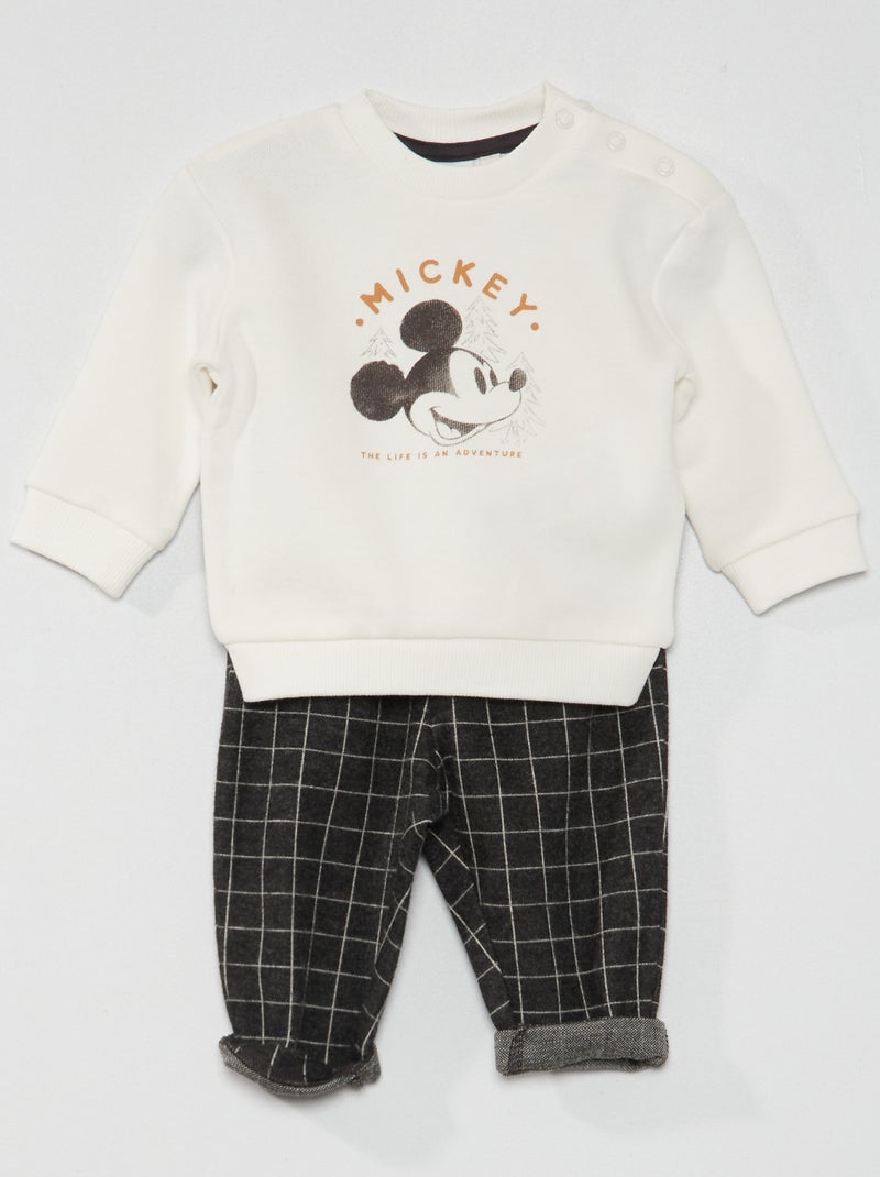 Ensemble pantalon + sweat 'Mickey' - 2 pièces Blanc - Kiabi