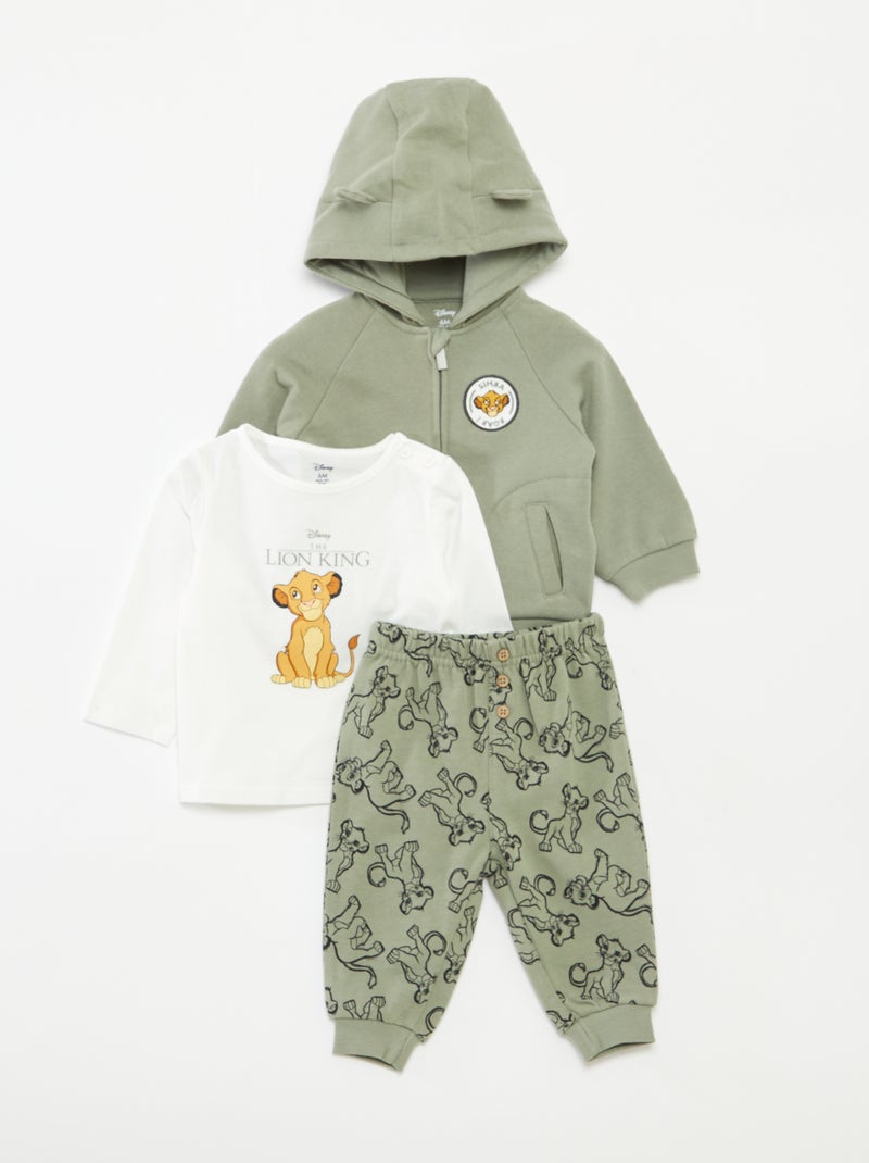 Ensemble pantalon + t-shirt + sweat à capuche 'Simba' - 3 pièces Vert - Kiabi