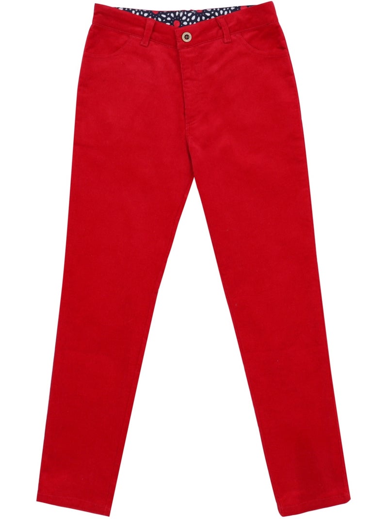 Ensemble   Pantalon Velours  & Blouse Fleurie - La Faute à Voltaire Rouge - Kiabi