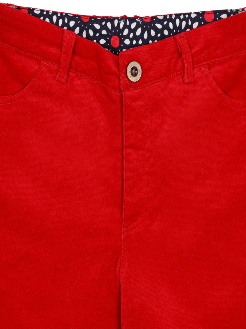 Ensemble   Pantalon Velours  & Blouse Fleurie - La Faute à Voltaire Rouge - Kiabi