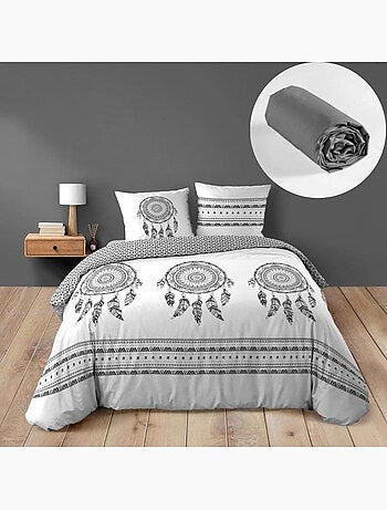 Ensemble parure de couette + drap housse - Coton - Indian dream