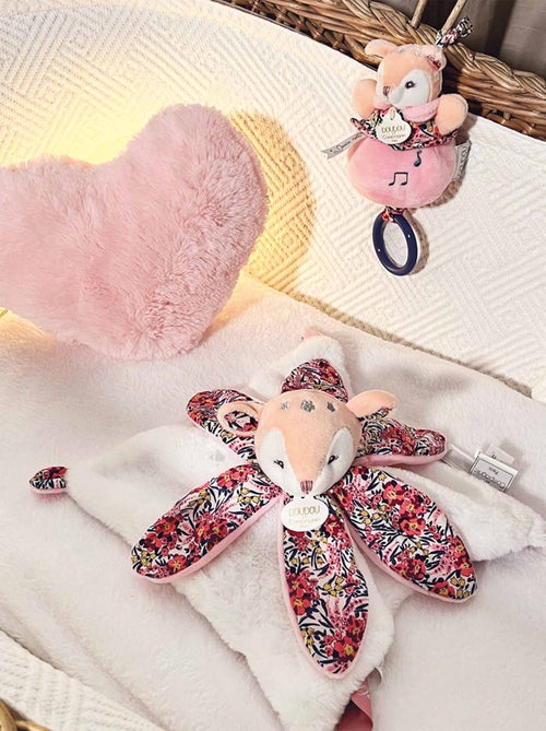 Ensemble plaid + doudou musique polyester collection DUO BOH'AIME rose 2 pièces - Kiabi