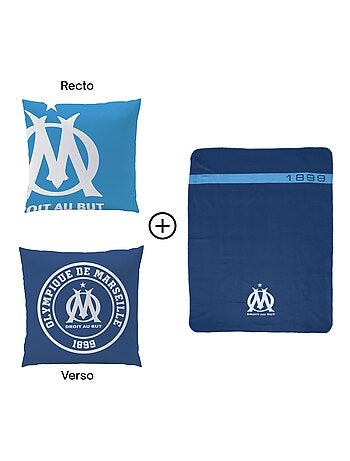 Ensemble Plaid et Coussin, OLYMPIQUE DE MARSEILLE SUPPORTERS