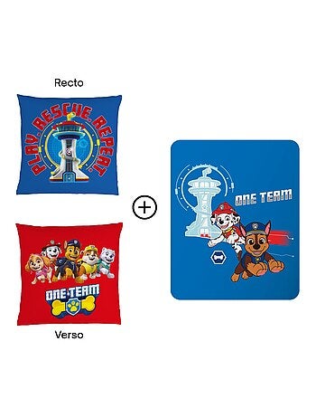 Ensemble Plaid et Coussin, PAT PATROUILLE READY FOR ACTION