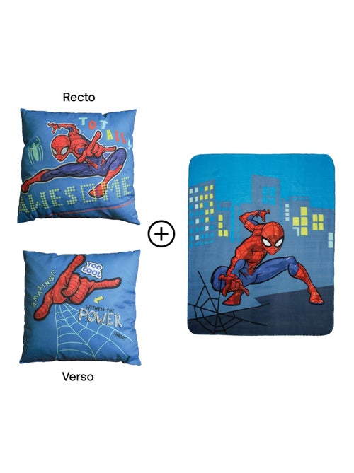 Ensemble Plaid et Coussin, SPIDERMAN HERO - Kiabi