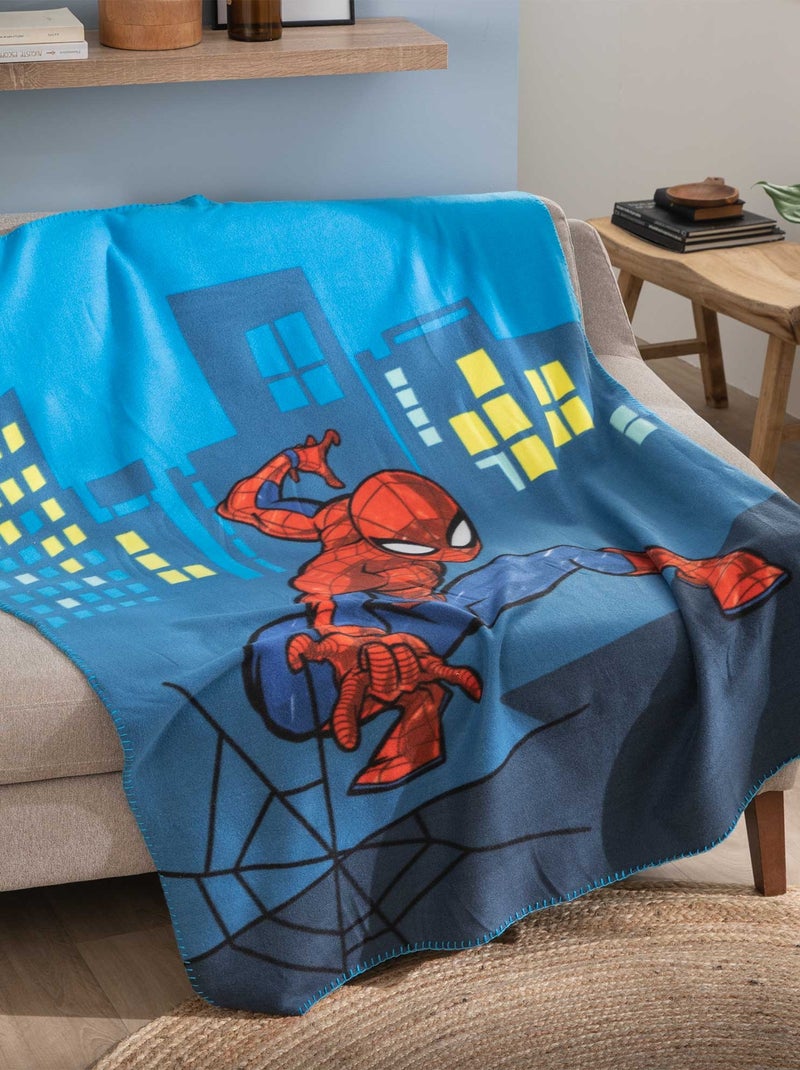 Ensemble Plaid et Coussin, SPIDERMAN HERO Bleu - Kiabi