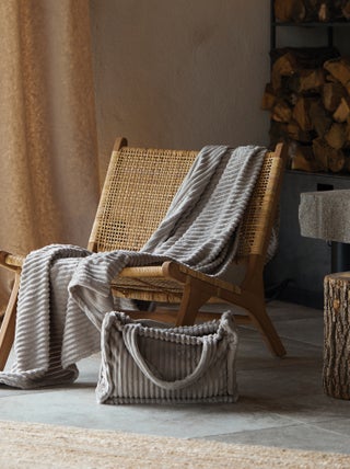 Ensemble plaid et sac doux côtelé