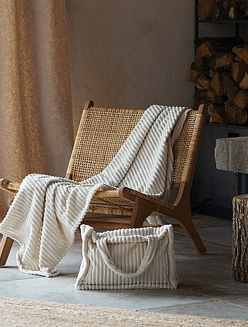 Ensemble plaid et sac doux côtelé