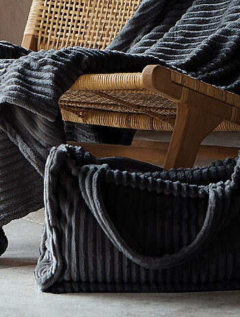 Ensemble plaid et sac doux côtelé