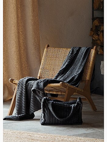 Ensemble plaid et sac doux côtelé