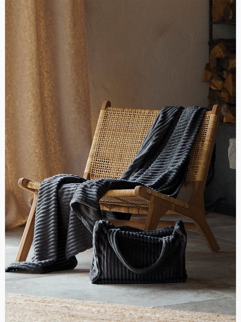 Ensemble plaid et sac doux côtelé gris anthracite - Kiabi