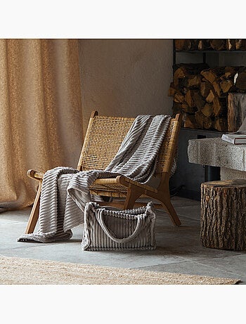 Ensemble plaid et sac doux côtelé