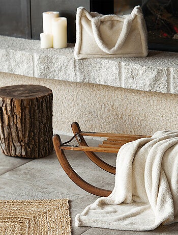 Ensemble plaid et sac moumoute