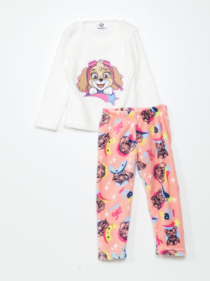 Ensemble polaire pyjama 'Pat 'Patrouille' - 2 pièces blanc/rose - Kiabi