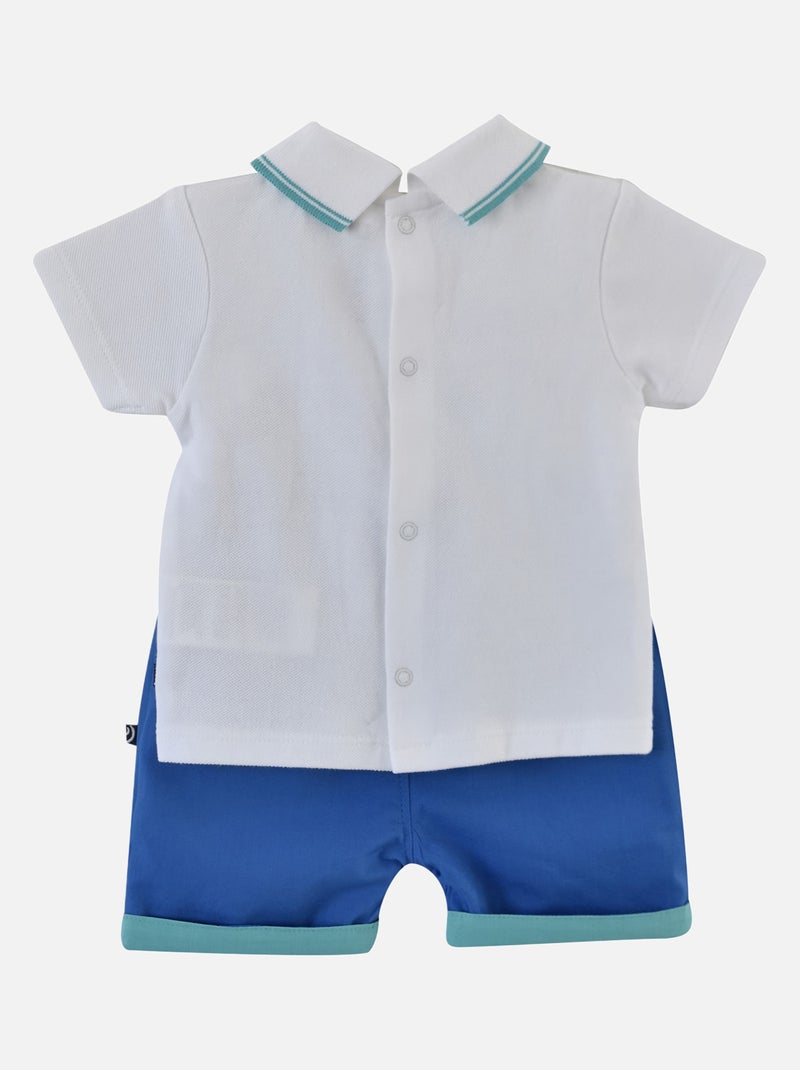 ENSEMBLE POLO BERMUDA ENZO Bleu - Kiabi