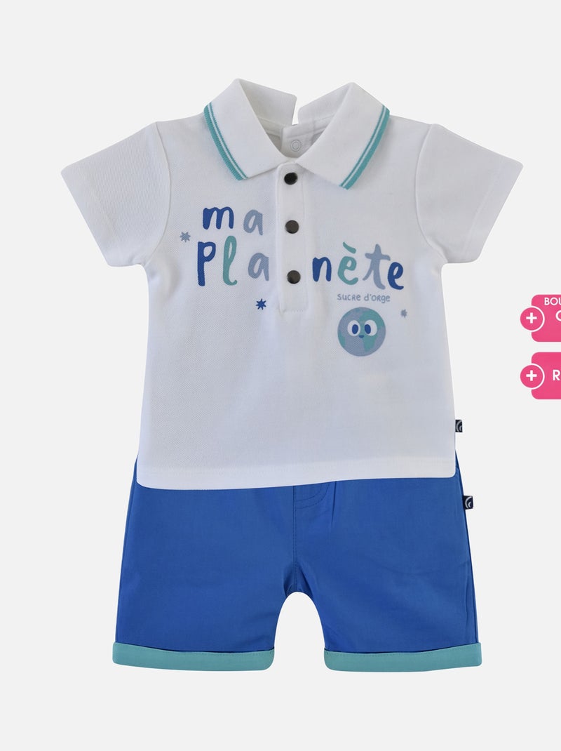 ENSEMBLE POLO BERMUDA ENZO Bleu - Kiabi