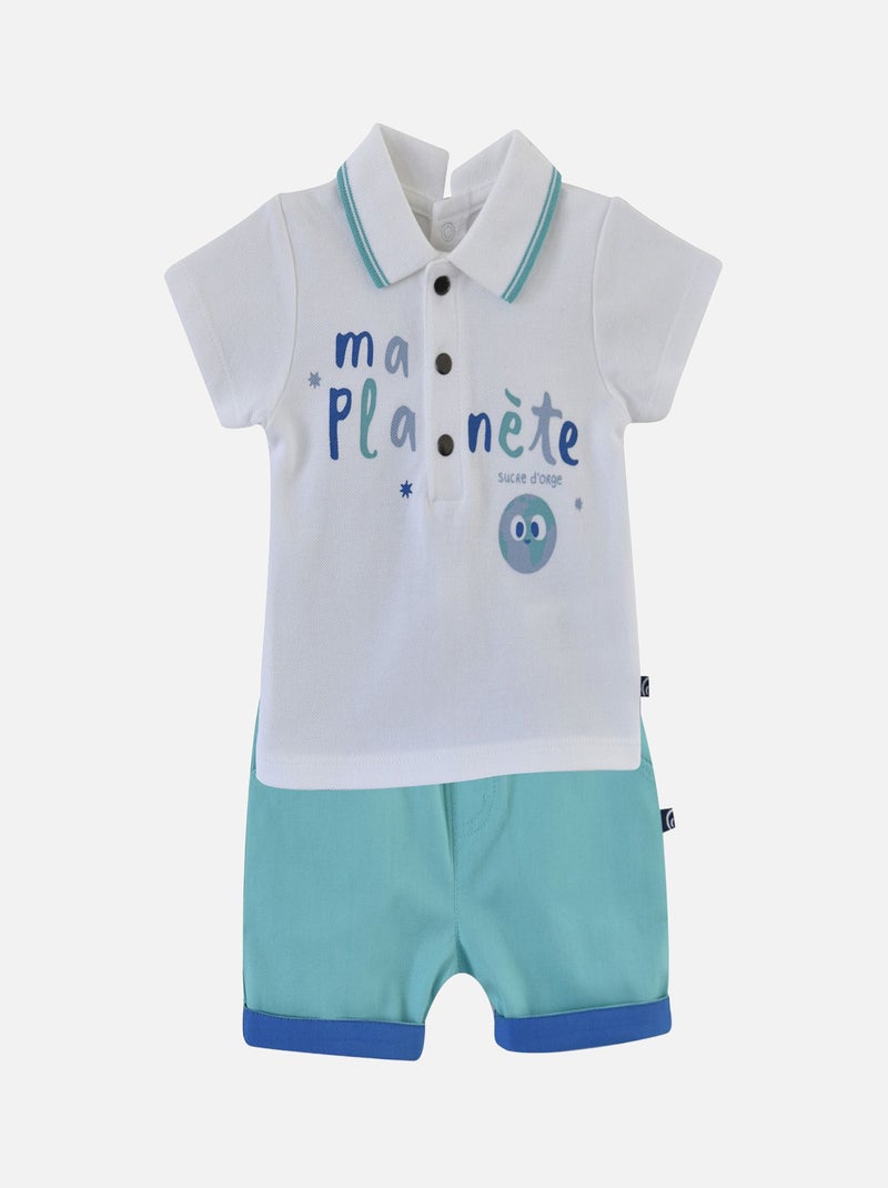 ENSEMBLE POLO BERMUDA ENZO Bleu - Kiabi