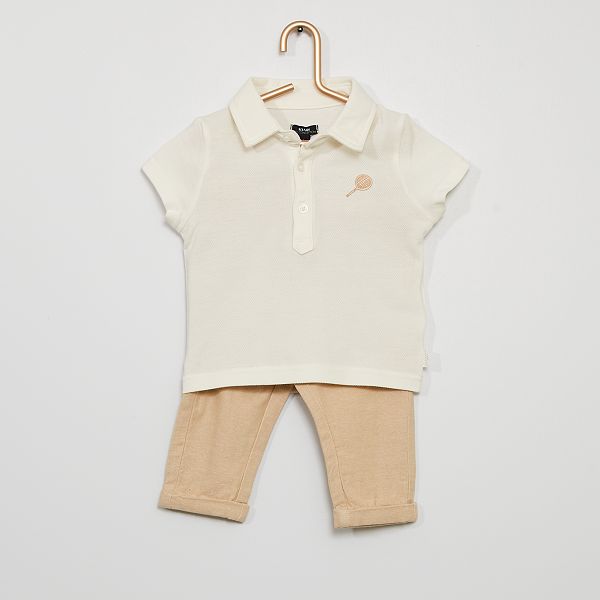 Ensemble Polo Pantalon Eco Concu Bebe Garcon Blanc Beige Kiabi 7