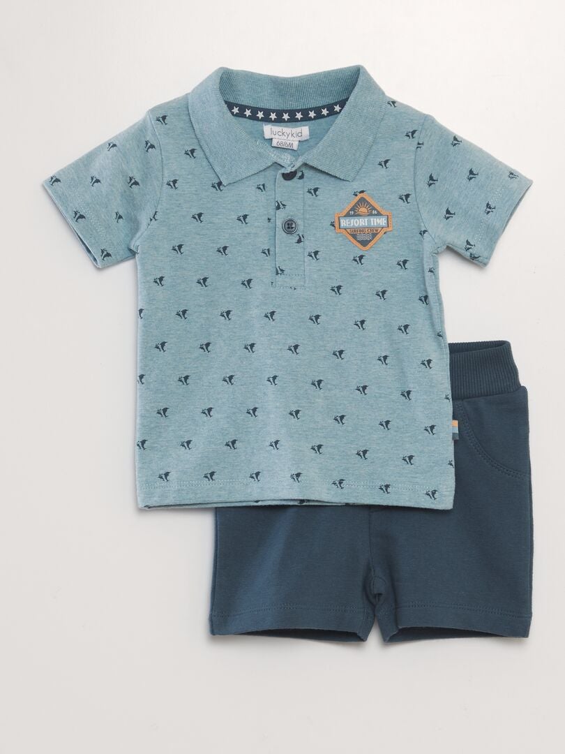 Ensemble polo + short - 2 pièces bleu - Kiabi