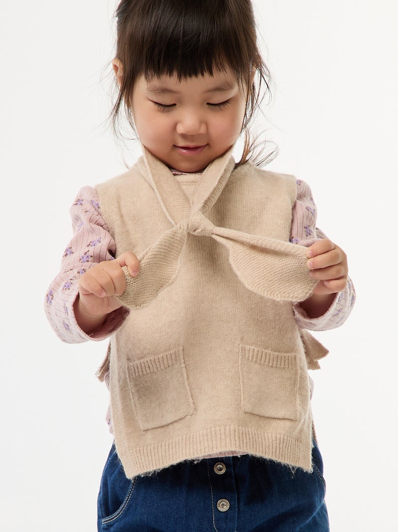 Ensemble pull + écharpe fine Beige - Kiabi