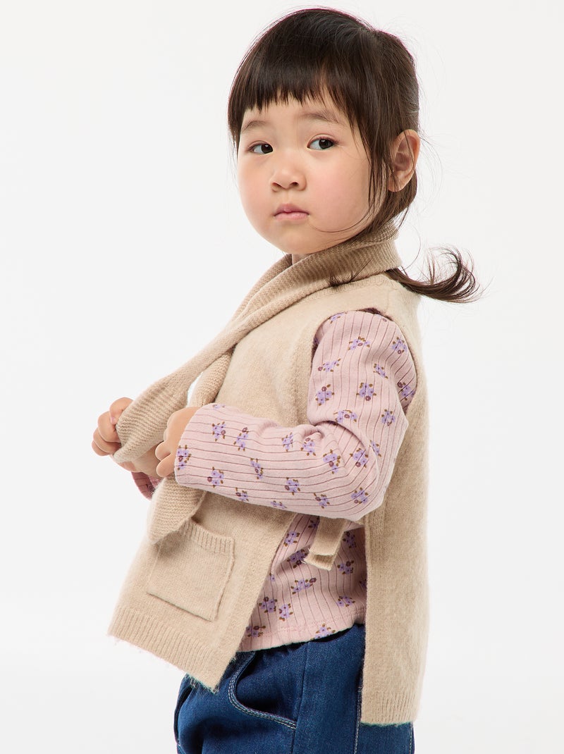 Ensemble pull + écharpe fine Beige - Kiabi