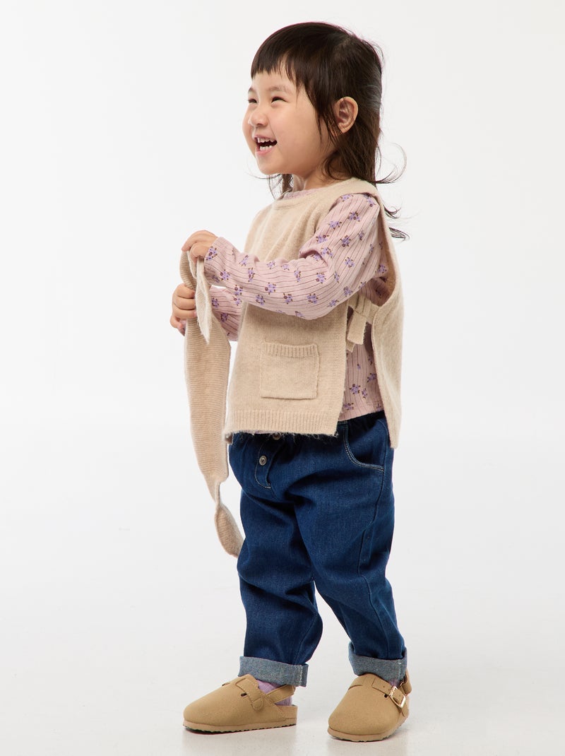 Ensemble pull + écharpe fine Beige - Kiabi