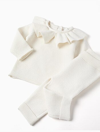 Ensemble pull en maille avec volants + pantalon