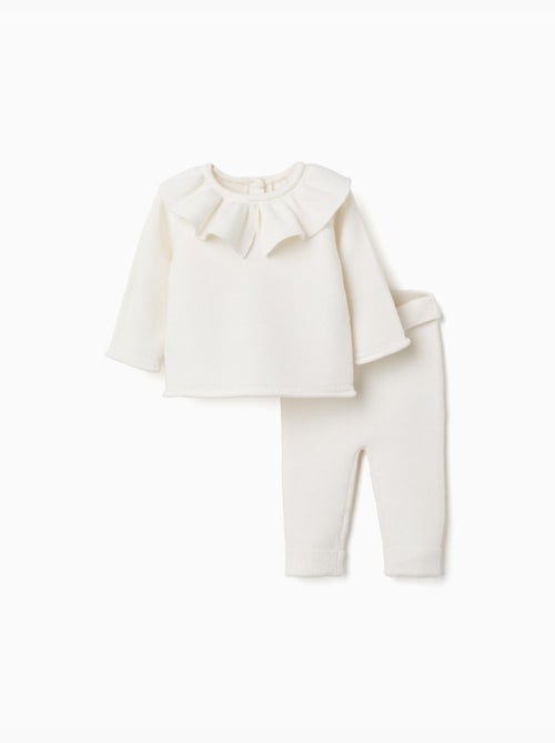 Ensemble pull en maille avec volants + pantalon - Kiabi Ensemble pull en maille avec volants + pantalon - Kiabi