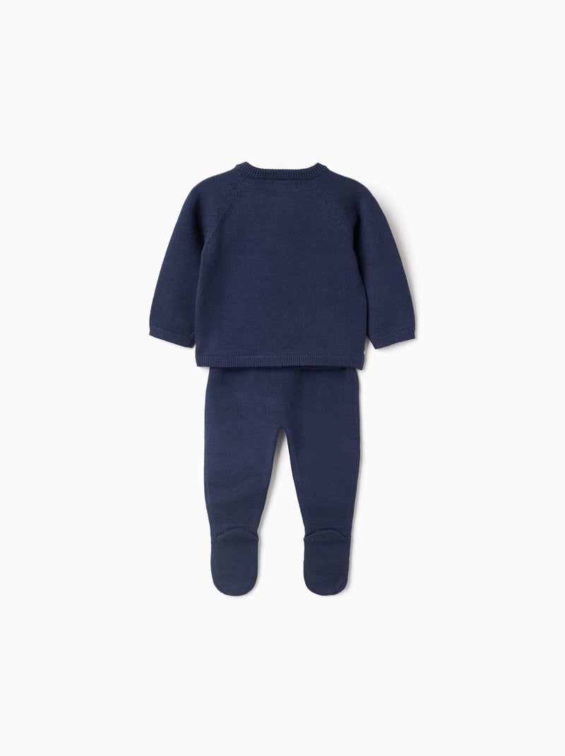 Ensemble pull et pantalon en maille avec jacquard Bleu foncé - Kiabi