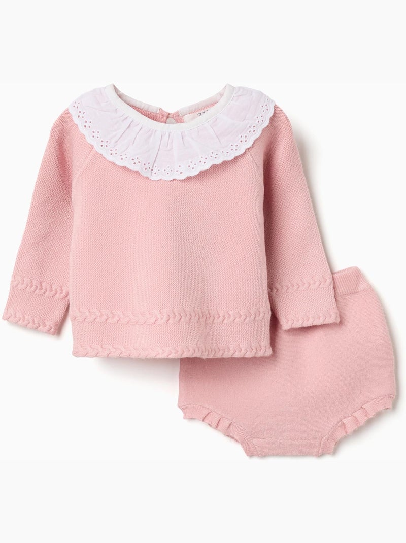 Ensemble pull et short en maille Rose clair - Kiabi