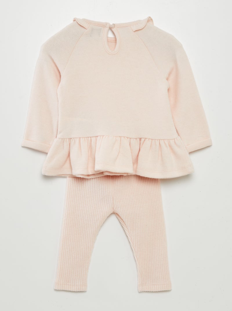 Ensemble pull large volanté + legging - 2 pièces Rose - Kiabi