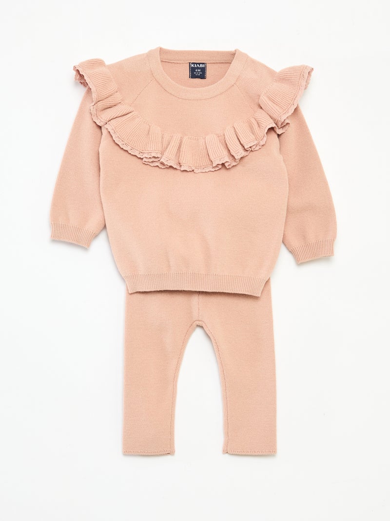 Ensemble pull + legging en maille Rose - Kiabi
