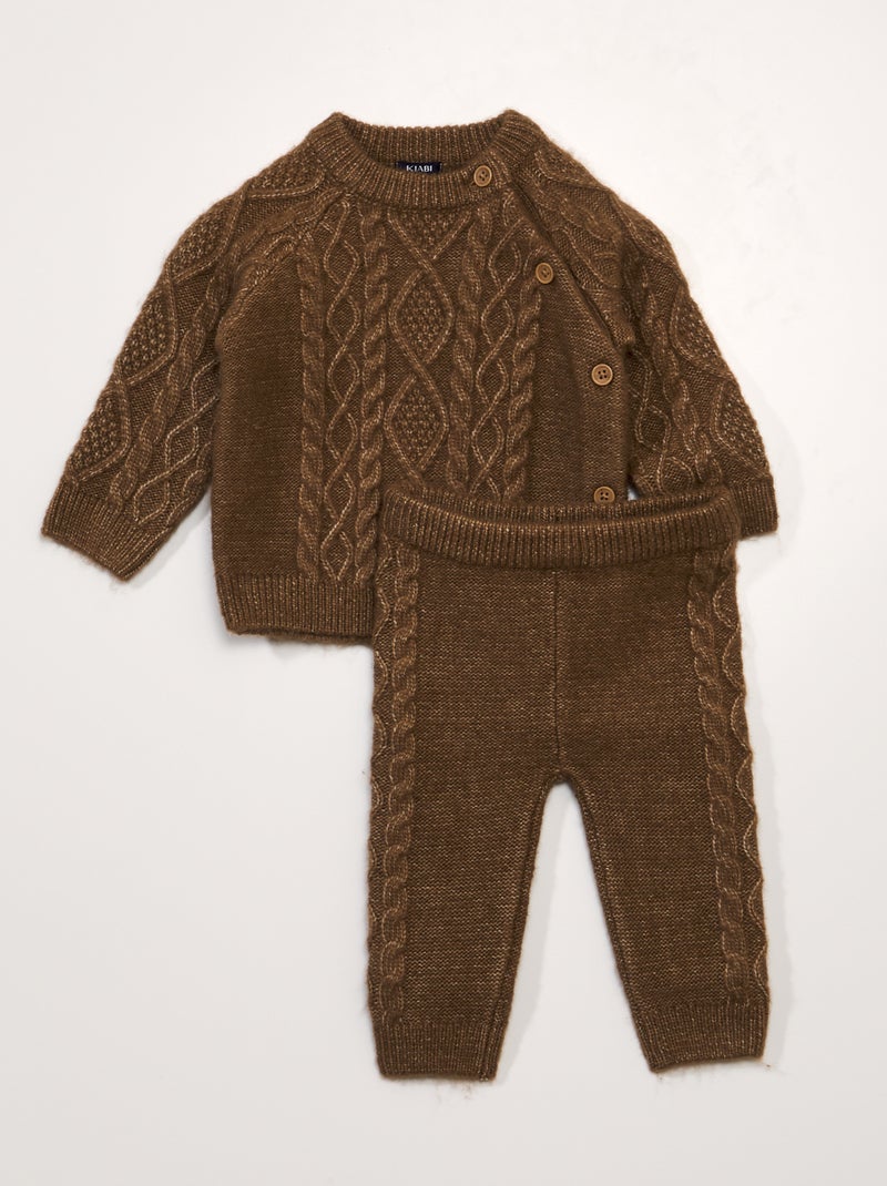 Ensemble pull + legging en maille torsadée BEIGE - Kiabi