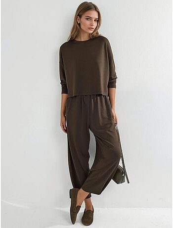 Ensemble pull oversize à col rond et pantalon à jambes élastiques hiccup