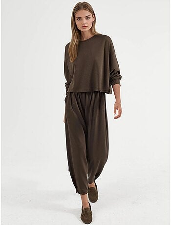 Ensemble pull oversize à col rond et pantalon à jambes élastiques hiccup