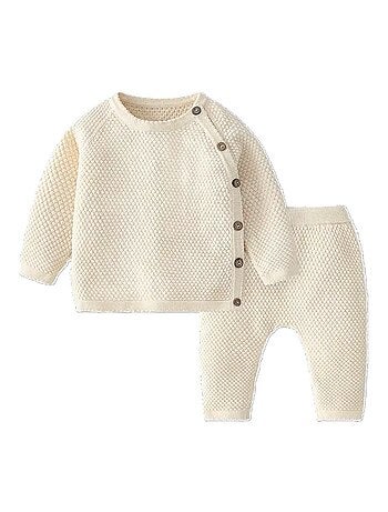 Ensemble Pull + Pantalon bébé tricot Les Chatounets