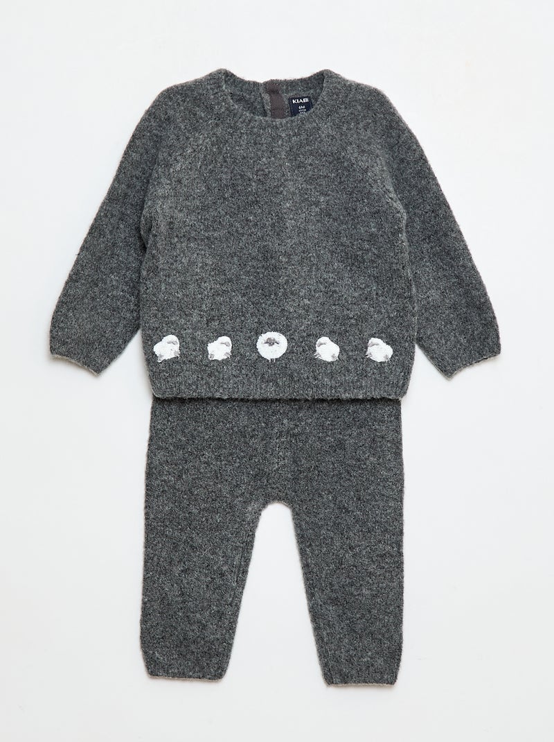 Ensemble pull pantalon en maille pièces Gris Bébé