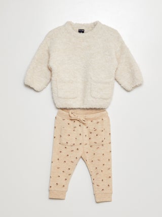 Ensemble pull + pantalon en maille doudou - 2 pièces