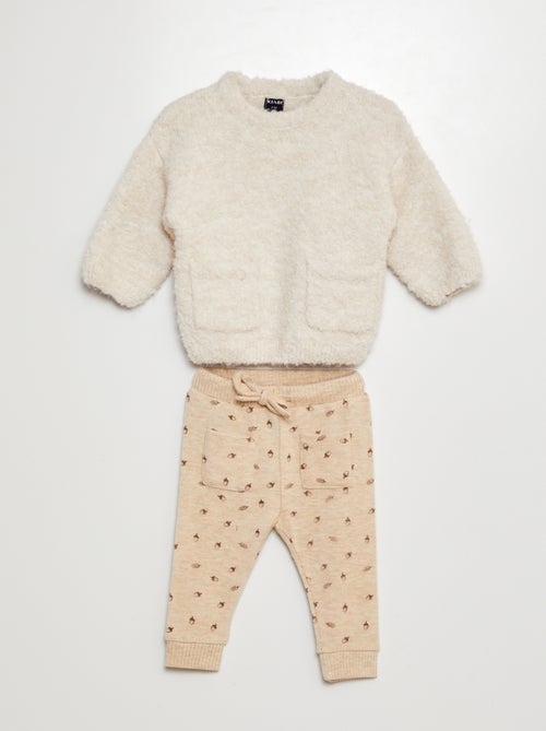 Ensemble pull + pantalon en maille doudou - 2 pièces - Kiabi