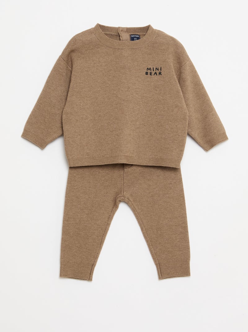 Ensemble pull + pantalon en maille Marron - Kiabi