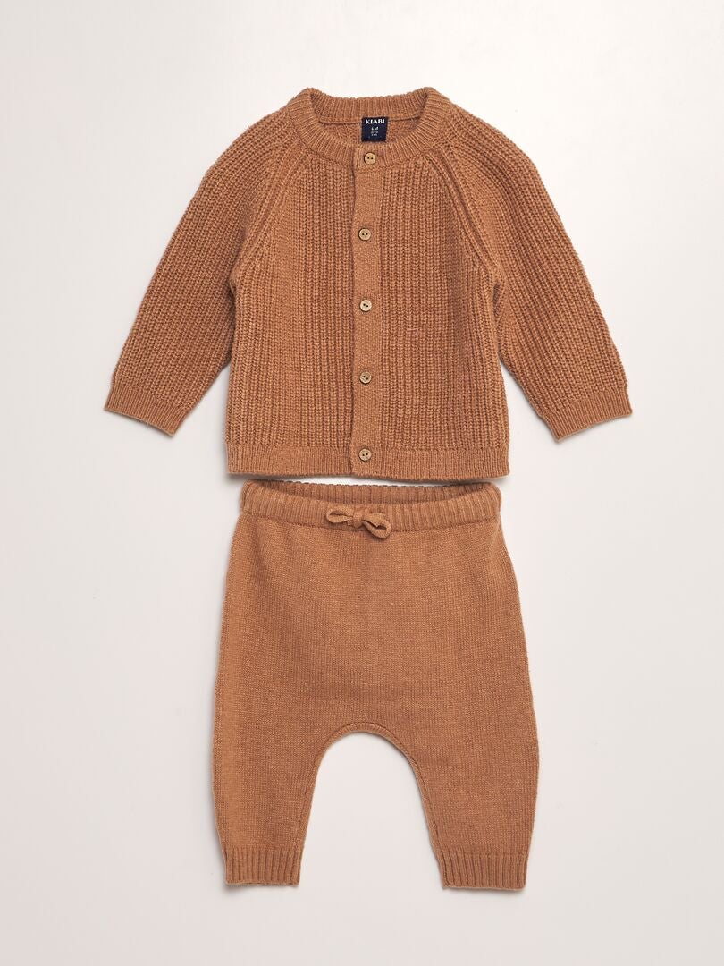 Ensemble Pull + Pantalon en tricot - 2 pièces Marron - Kiabi