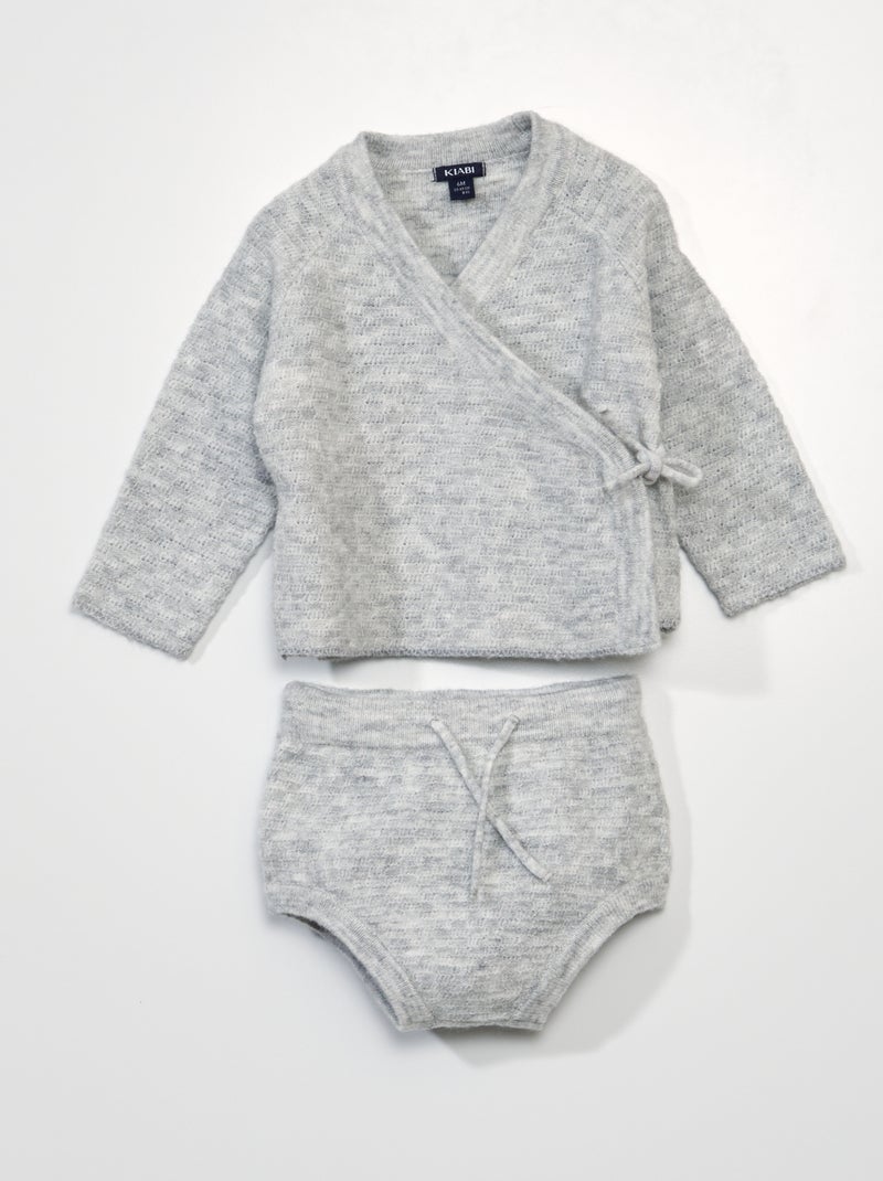 Ensemble pull + short en maille tricot Gris - Kiabi